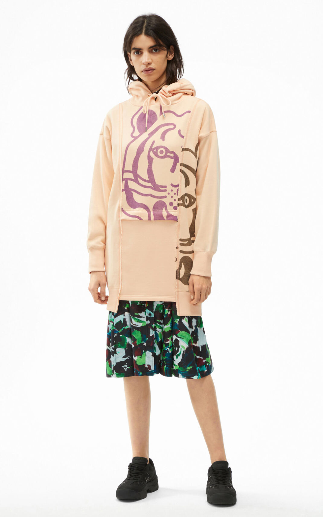 Kenzo Hooded K Tiger sweater Kjole Dame - Lyserød DK-515836